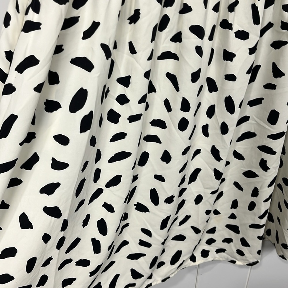 Umgee Womens Mini Dress S Off-White Black Dalmatian Print Sleeveless Boho Flowy - Picture 7 of 15